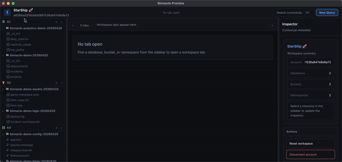 Binnacle workspace demo